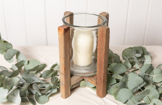 Photophore en bois brut